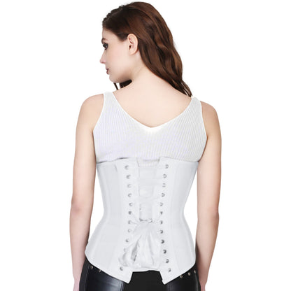 WHITE SOFT NET WAIST REDUCING UNDERBUST CORSET