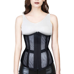 BLACK SOFT NET WAIST REDUCING UNDERBUST CORSET