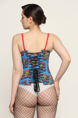 Suzani printed waist reducing longlined underbust corset