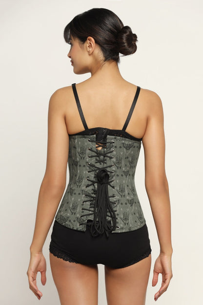 Paislry printed waist reducing longlined underbust corset