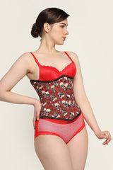 Skull Rose printed waist reducing underbust corset