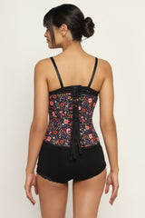 Ikat printed waist reducing underbust corset