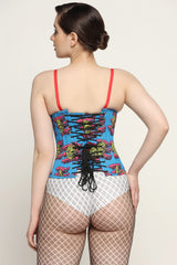 Devil printed waist reducing underbust corset