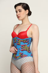 Devil printed waist reducing underbust corset