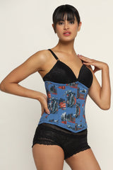 Halloween printed waist reducing underbust corset