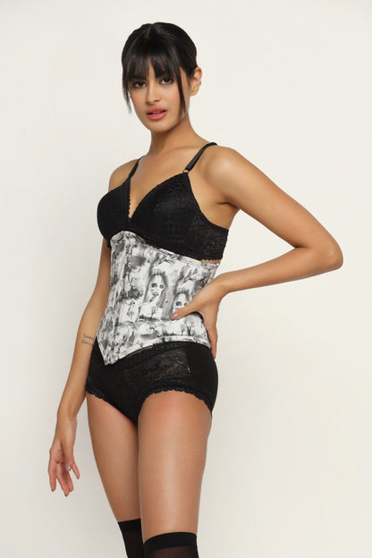 Quatrefoil printed Waist Reducing Authentic Steel Boned Sexy Underbust Corset