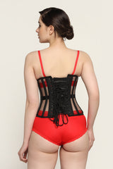 Black Mesh waist reducing longlined underbust corset