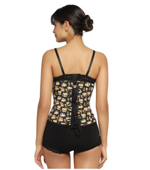 Cat printed waist reducing underbust corset